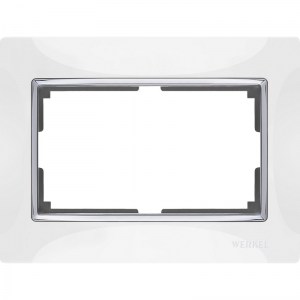 Рамка для двойной розетки (белый/хром) WL03-Frame-01-DBL-white